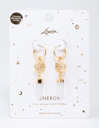 Gold Plated Semi-Precious Coin Drop Earrings - link has visual effect only