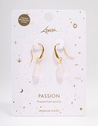 Gold Plated Droplet Rose Quartz Drop Earrings - link has visual effect only