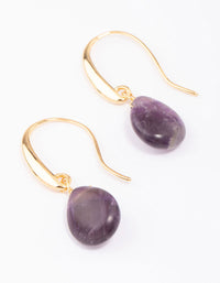 Gold Plated Amethyst Droplet Drop Earrings - link has visual effect only