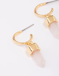 Gold Plated Rose Quartz Drop Earrings - link has visual effect only