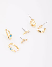 Gold Plated Evil Eye Hoop Earring 3-Pack - link has visual effect only