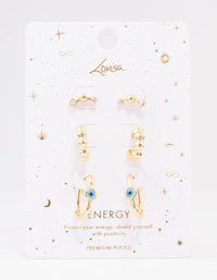 Gold Plated Evil Eye Hoop Earring 3-Pack - link has visual effect only