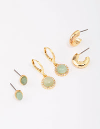 Gold Plated Semi-Precious Earring 3-Pack - link has visual effect only