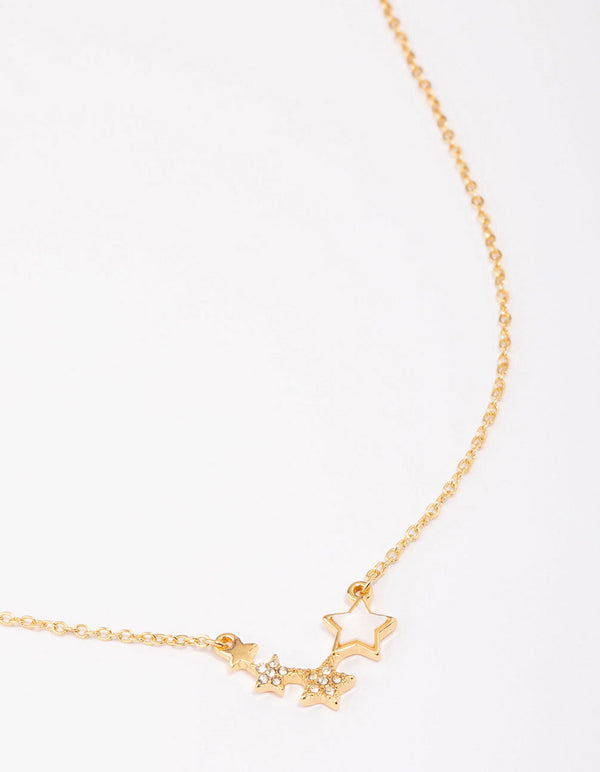 Gold Plated Star Trail Cubic Zirconia Pendant Necklace