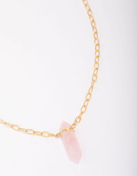 Gold Plated Rose Quartz Pointed Pendant Necklace - link has visual effect only