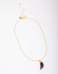 Gold Plated Crescent Amethyst Pendant Necklace - link has visual effect only