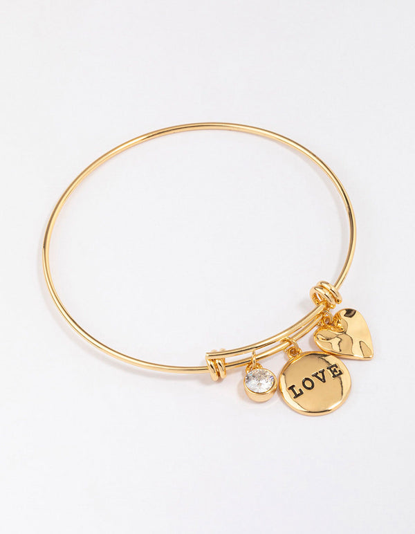 Gold Plated Disc Charm Bangle