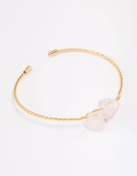 Gold Plated Wrapped Rose Quartz Wrist Cuff - link has visual effect only