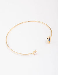 Gold Plated Evil Eye Cubic Zirconia Wrist Cuff - link has visual effect only