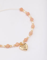 Gold Plated Semi-Precious Heart Adjustable Cord Bracelet - link has visual effect only