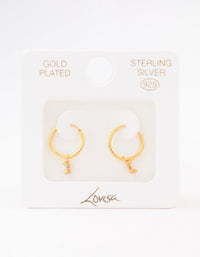 Gold Plated Sterling Silver Oval Cubic Zirconia Hoop Earrings - link has visual effect only