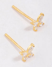 Gold Plated Sterling Silver Cubic Zirconia Butterfly Stud Earrings - link has visual effect only