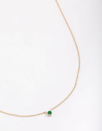 Gold Plated Sterling Mini Emerald Silver Cubic Zirconia Pendant Necklace - link has visual effect only