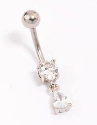 Surgical Steel Cubic Zirocnia Pear Drop Belly Piercing - link has visual effect only