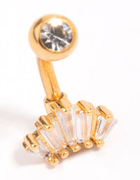 Gold Plated Surgical Steel Cubic Zirconia Baguette Fan Belly Piercing - link has visual effect only