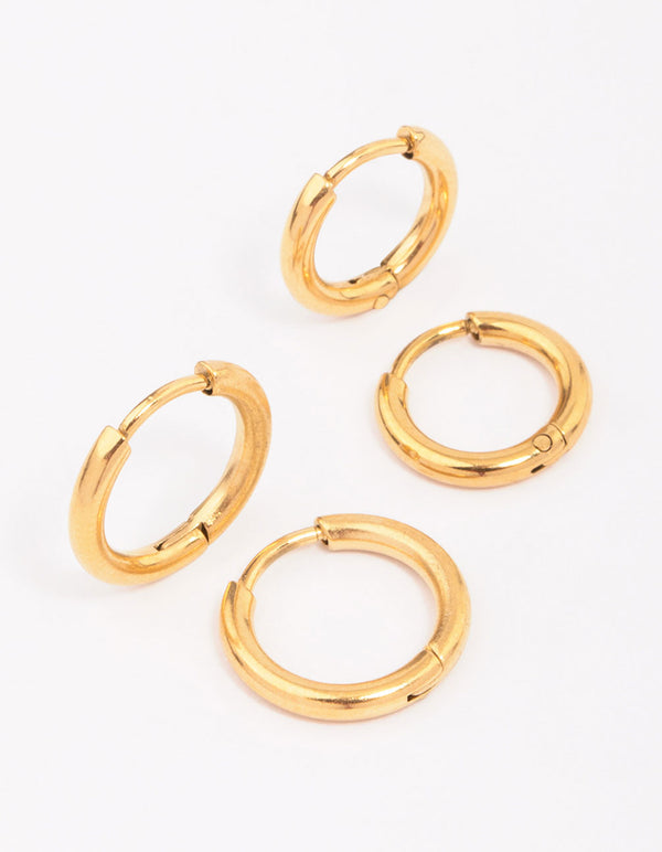 Gold Plated Surgical Steel Classic Hoop Earring Pack