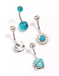 Surgical Steel Sunflower Belly Piercing 4-Pack - link has visual effect only