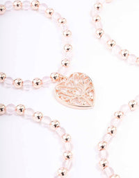 Rose Gold Beaded Heart Bracelet 4-Pack - link has visual effect only