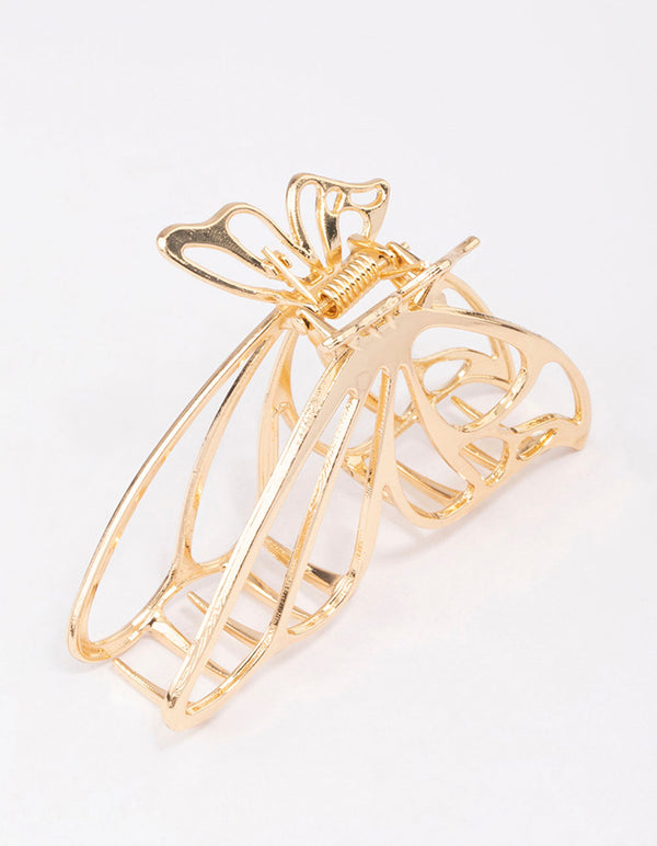 Gold Small Butterfly Hair Claw Clip