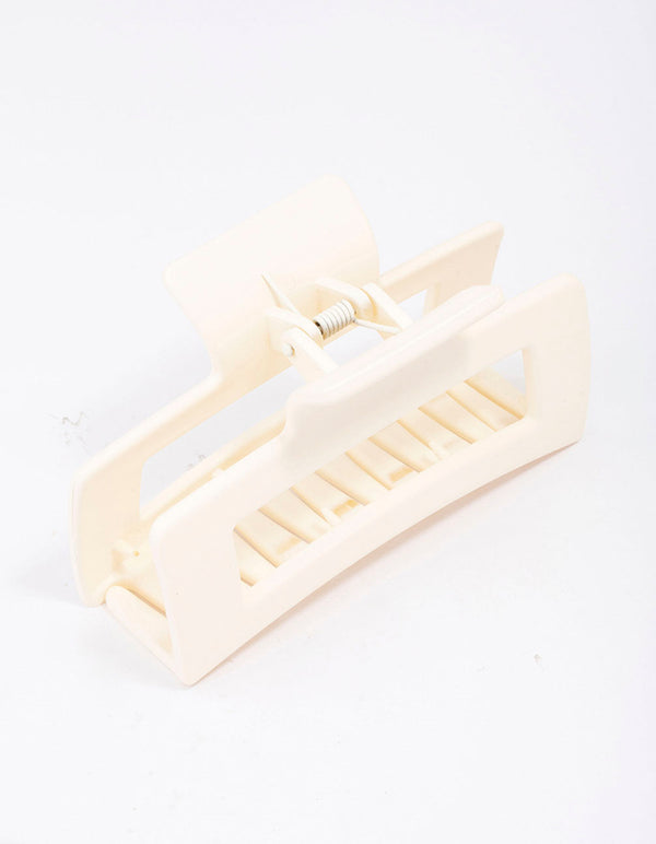 White Large Rectangular Hair Claw Clip