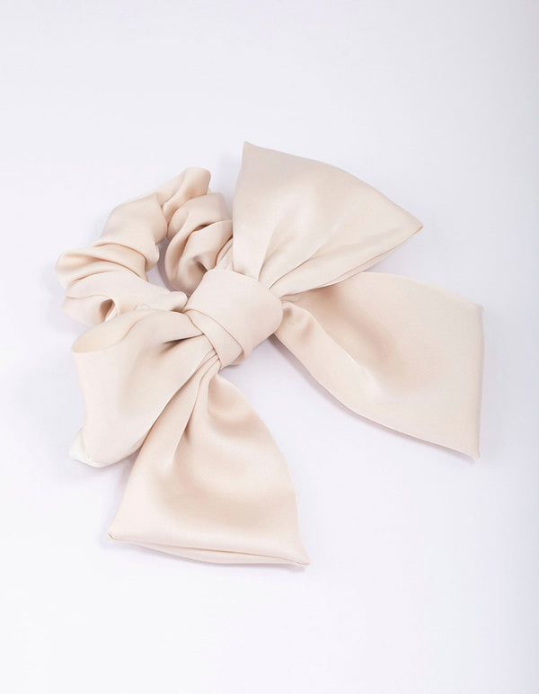 Natural Coloured Bow Hair Scrunchie