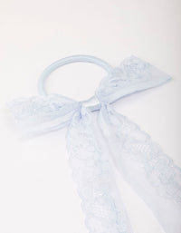 Blue Lace Bow Hair Tie - link has visual effect only