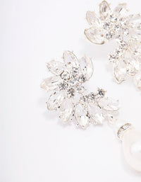 Silver Diamante & Pearl Drop Earrings - link has visual effect only