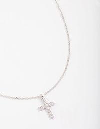 Silver Bezel Diamante Cross Necklace - link has visual effect only