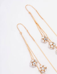 Gold Triple Ball Graduating Chain Drop Earrings - link has visual effect only