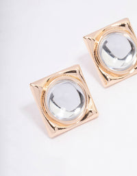 Gold Transparent Square Stud Earrings - link has visual effect only