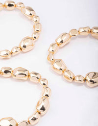 Gold Organic Oval Beaded Stretch Bracelet 3-Pack - link has visual effect only