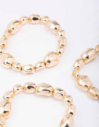 Gold Organic Oval Beaded Stretch Bracelet 3-Pack - link has visual effect only