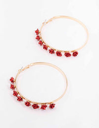 Gold Linear Rose Hoop Earrings - link has visual effect only