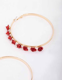 Gold Linear Rose Hoop Earrings - link has visual effect only