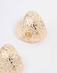 Gold Puffy Textured Heart Stud Earrings - link has visual effect only