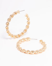 Gold Rope Twisted Hoop Earrings - link has visual effect only