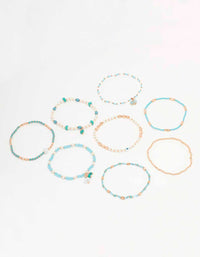 Gold Mixed Facet Pearly Beaded Stretch Bracelet Pack - link has visual effect only