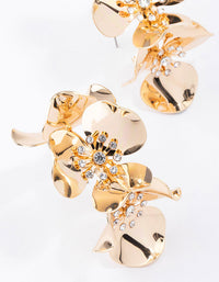 Gold Large Flower Statement Hoop Earrings - link has visual effect only