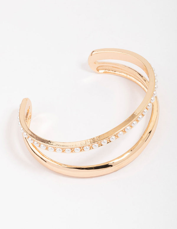 Gold Pearl Wrist Cuff