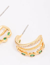 Gold Plated Brass Layered Crystal Illusion Hoop Earrings - link has visual effect only