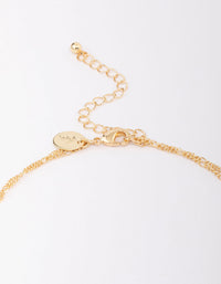 Gold Plated Brass Double Cubic Zirconia Droplet Layered Necklace - link has visual effect only