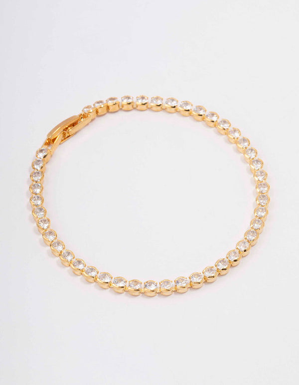 Gold Plated Single Classic Tennis Bracelet