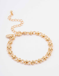 Gold Plated Brass Interlocking Chain Bracelet - link has visual effect only