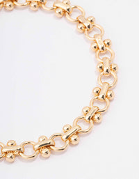 Gold Plated Brass Interlocking Chain Bracelet - link has visual effect only