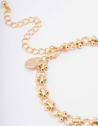 Gold Plated Brass Interlocking Chain Bracelet - link has visual effect only