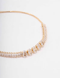 Gold Plated Marquise Baguette Bracelet - link has visual effect only