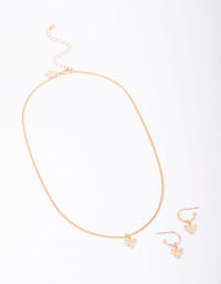 Gold Mini Bee Necklace & Earring Jewellery Set - link has visual effect only