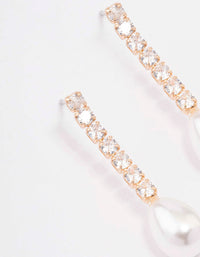 Gold Cubic Zirconia Pearl Drop Earrings - link has visual effect only