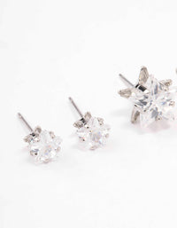 Silver Cubic Zirconia Star Stud Earring 3-Pack - link has visual effect only