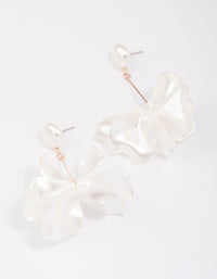 Rose Gold Flower Petal Long Drop Earrings - link has visual effect only